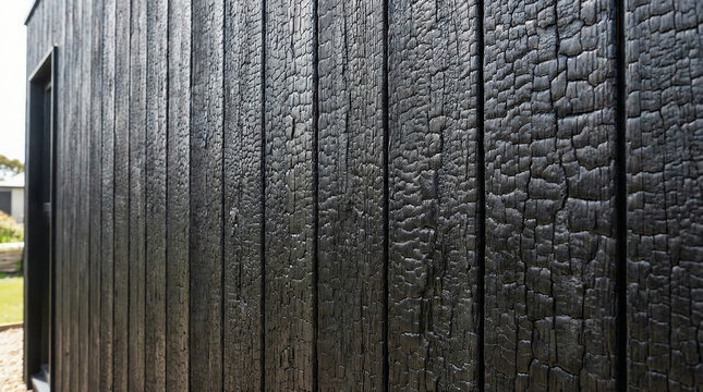 Shou Sugi Ban Charred Black Timber Wood Texture Background