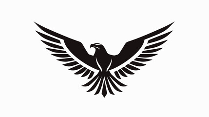 Fototapeta premium Soaring eagle silhouette in flight against white background vector illustration