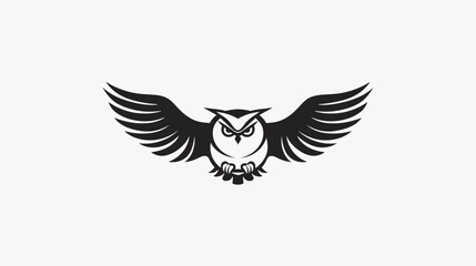 Obraz premium Owl with wings spread isolated against white background symbol concept