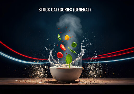 Fresh Ingredients Exploding into a Bowl of Water 3.