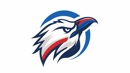 Obraz premium Stylized eagle head logo design with blue and red color scheme