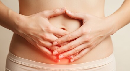 Close-Up of Lower Abdomen with Red Light Therapy, Highlighting Skin Textures for Beauty and Care