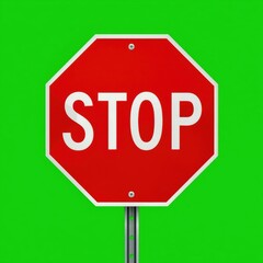 Obraz premium A stop sign is on a green background
