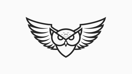 Obraz premium Stylized owl illustration with outstretched wings for logo or symbol design