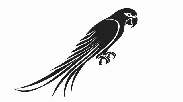 Black parrot silhouette vector illustration on white background