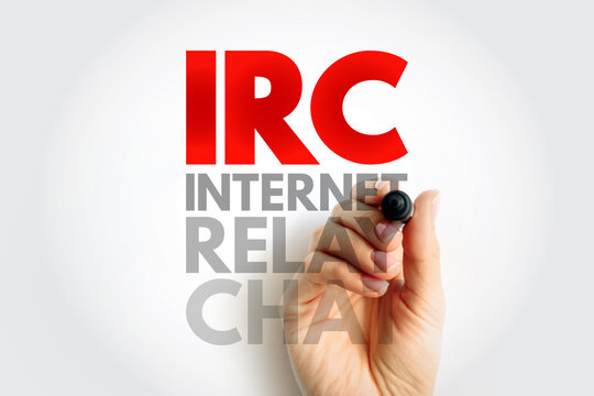 IRC Internet Relay Chat text on image showing digital conversation, online communication, real time messaging, software connection, and global interaction between users in network environment