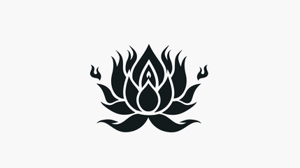 Obraz premium Black lotus flower illustration against white backdrop symbolic design