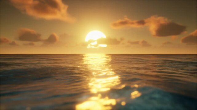 Golden Sky, Calm Waters, and Tranquil Horizon