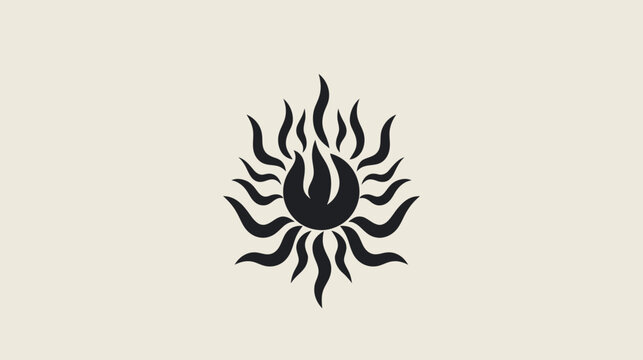 Abstract illustration of a stylized sun with flames and radiating lines