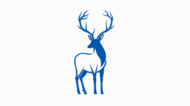 Elegant blue deer illustration isolated on a white background for design projects