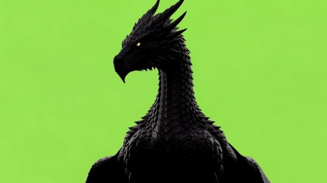 Black Dragon Silhouette Animation on Green.