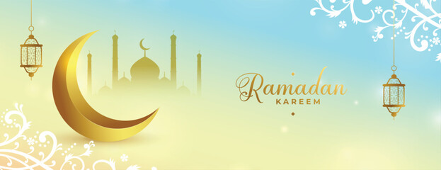 Eid Mubarak greeting card featuring a vector illustration of a mosque and an artistic nature landscape with a sun and floral pattern design © ARIEN BADHON