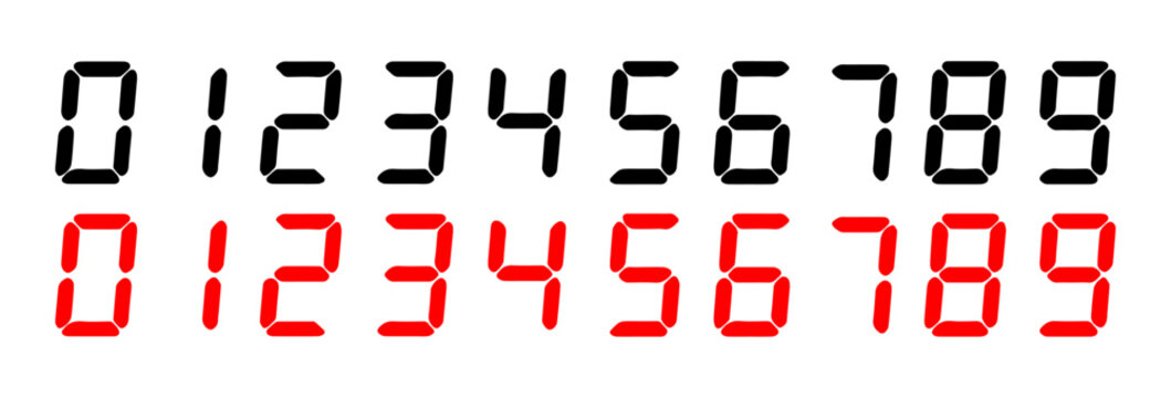 Digital Clock Numbers Vector Set