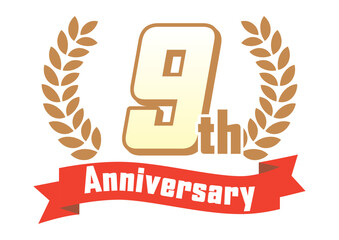 月桂樹とリボンの9周年アイコン