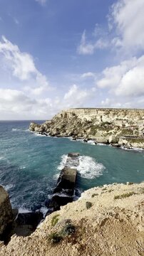 Popeye Rocks, Malta. Natural rocky landscape and Popeye Bay