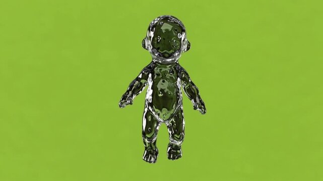 Astronaut in Space Suit on Green Background.