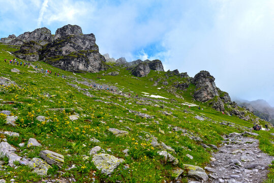 Wanderweg von der Pizolh&uuml;tte zum Wildsee (5-Seen-Wanderroute) im Pizolmassiv, Kanton St. Gallen, Schwei