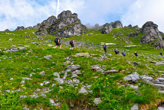 Wanderweg von der Pizolh&uuml;tte zum Wildsee (5-Seen-Wanderroute) im Pizolmassiv, Kanton St. Gallen, Schwei