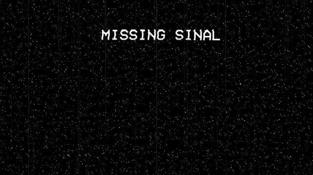 Missing signal screen on black background suitable for technology blogs, cybersecurity articles, or any digital communicationrelated designs. Evokes urgency. 4K video