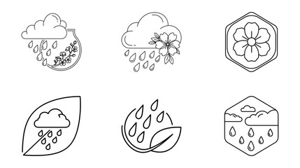Fototapeta premium Illustration of Rainy weather icons set with clouds and raindrops