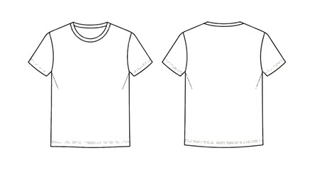 Naklejka premium Vector White Crew Neck T-Shirt Template Mockup Front and Back isolated PNG with Transparent Background