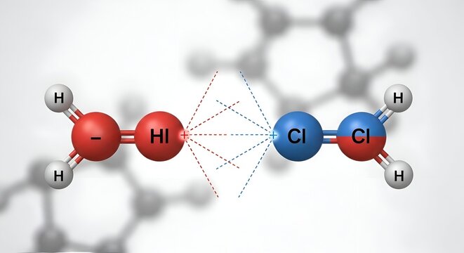 Molecular structure of hydrogen bonding between water and hypochlorous acid.