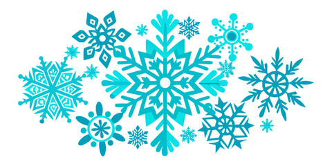 Winter Snowflake Vector Set &ndash; Blue Decorative Christmas Snowflakes Collection.