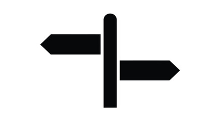 A simplistic black signpost with two directional arrows silhouette © MdRabby