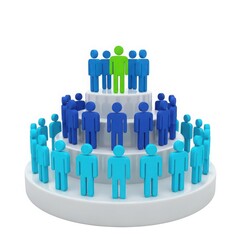 A diverse group of people standing in a circular formation on a platform. isolated on white background