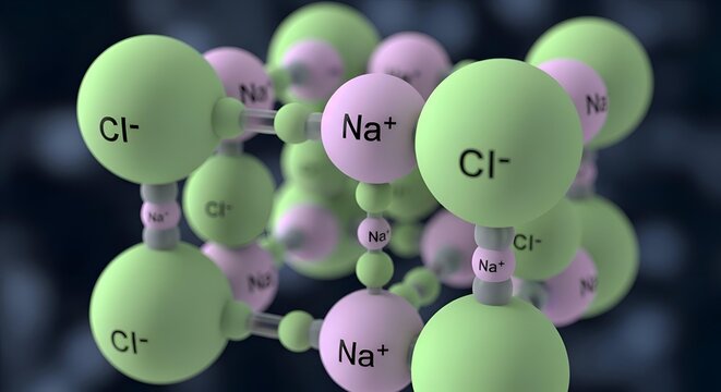 Molecular structure of sodium chloride compound.