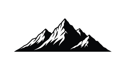 Dramatic mountain range depicted in a striking black silhouette