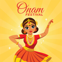 Fototapeta premium Happy onam celebration a colorful illustration of the festival