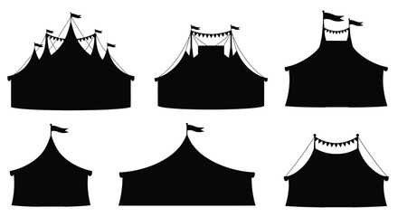 Collection of black circus tents in varying styles a striking silhouette © MdRabby