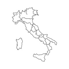 Fototapeta premium Outline map of Italy showing its distinct administrative regions with clear borders, a simple graphic representation for cartographic and educational purposes