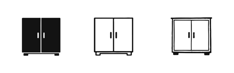 Wardrobe and Cabinet Icons Set for Home Organization and Storage Solutions.
