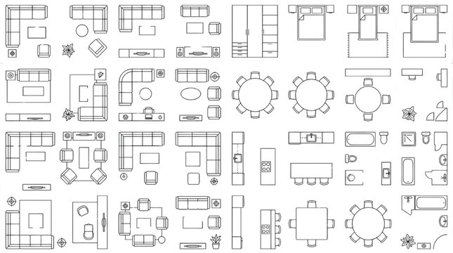 Residential Apartment Floor Plan Blueprint &ndash; Home Interior Layout with Bedroom Top View Vector