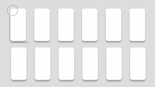 animated video of business infographics white rectangle shape 12 steps , with multicolor  label for workflow, presentation, 4k animation