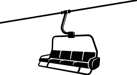 Fototapeta premium Modern ski lift chair on cable against clear sky