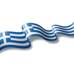 Obraz premium A wavy greek flag on a white background with subtle shadow effect.