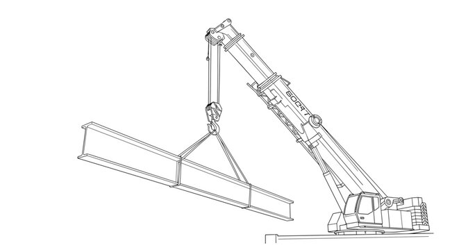 Crane Lifting Heavy Metal Beam.