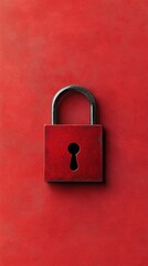 Fototapeta premium Red brick wall secured with heavy duty metal padlock for security and protection.