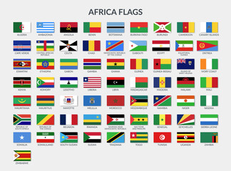 Flags of African countries. Set of vector cliparts in flat style.