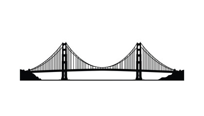 Obraz premium Iconic suspension bridge silhouette for design and architecture projects