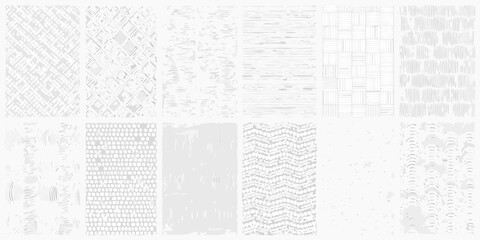 Obraz premium Abstract collection of grayscale textured patterns in a grid layout