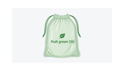 Green reusable drawstring bag for fresh produce