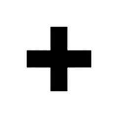 Obraz premium A black plus sign silhouette on a white background
