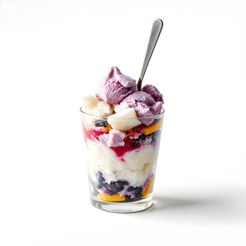 Colorful Filipino halo-halo dessert with shaved ice, milk, and assorted toppings