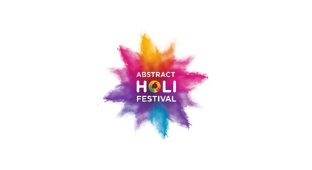 Vibrant Holi Festival social media template with colorful splash design and pink, purple hues on white background