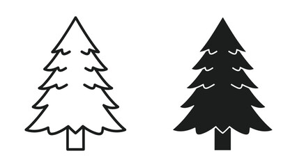 Obraz premium Simple Christmas tree icons in black and white