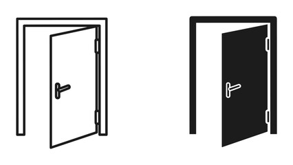 Open door icon set with modern minimalist design